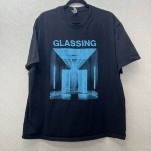 American Apparel Crew Neck Glassing Ice Storm Band Graphic Black T-Shirt Mens XL